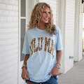 LM-LP-1000 Leopard Adult Chambray Comfort Colors Tee: Chambray / Large