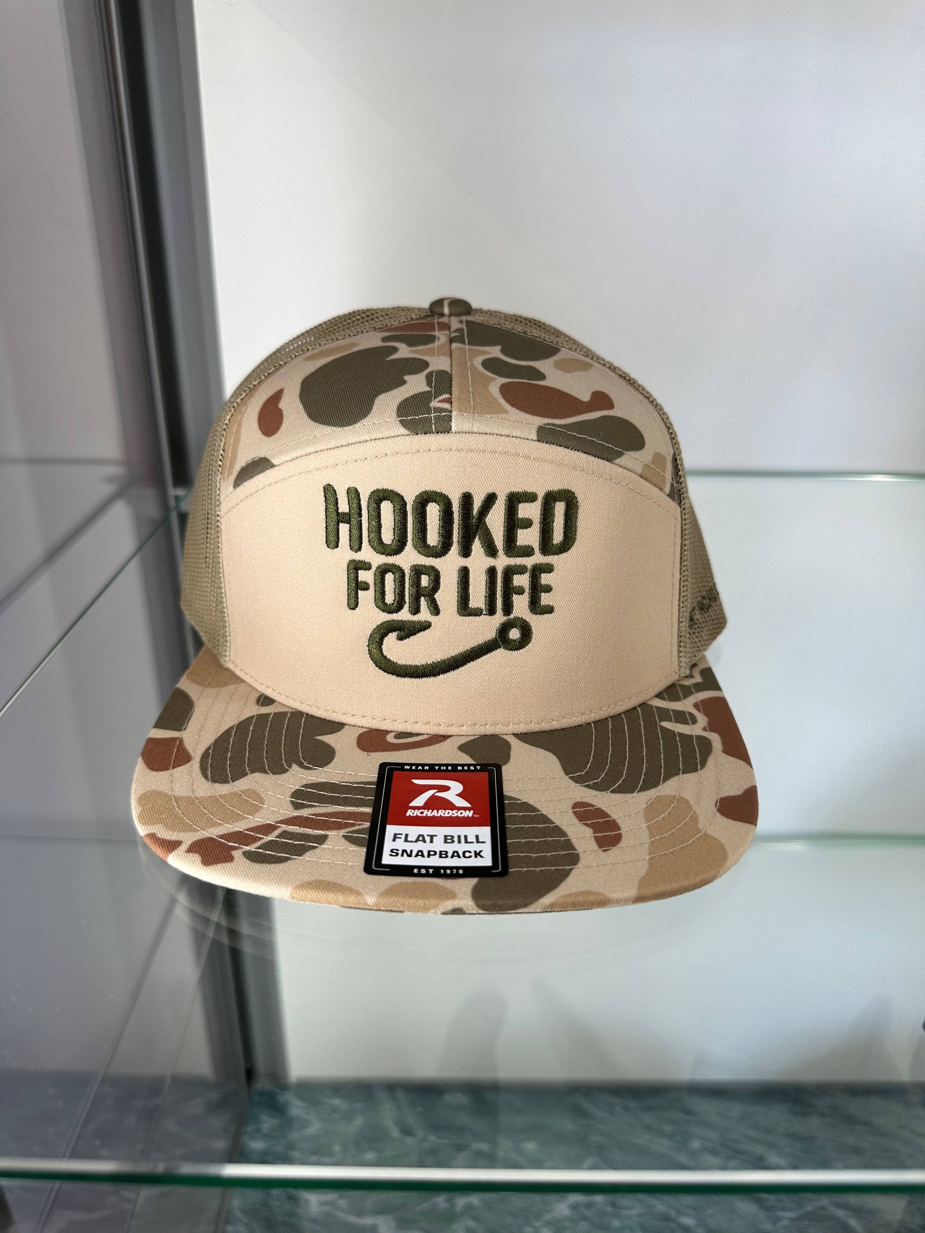 Hooked For Life Hat: Green/Tan Camo