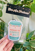 Running on Coffee & Jesus Air Freshener